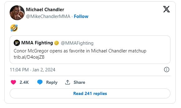 Conor McGregor est donné favori dans le combat contre Michael Chandler