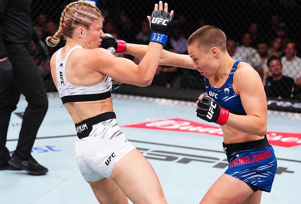 Malgré une grave blessure au genou, Miranda Maverick est allée au terme du combat face à Rose Namajunas à Atlanta | UFC on ESPN 69