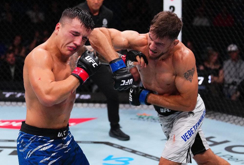 Nikolay Veretennikov décroche sa première victoire à l'UFC au terme d'un combat âprement disputé contre Francisco Prado | UFC 318