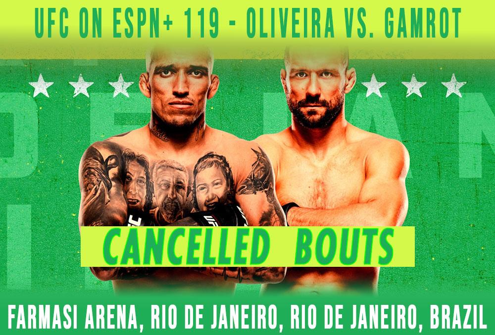 UFC on ESPN+ 119 - Combats annulés / reprogrammés | Rio de janeiro