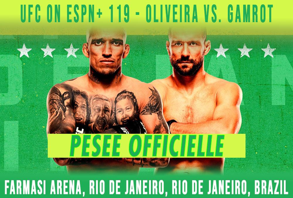 UFC ON ESPN+ 119 - La pesée : résultats, vidéos, faceoffs | Rio de janeiro