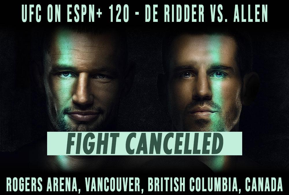 UFC on ESPN+ 120 - Combats annulés / reprogrammés | Vancouver