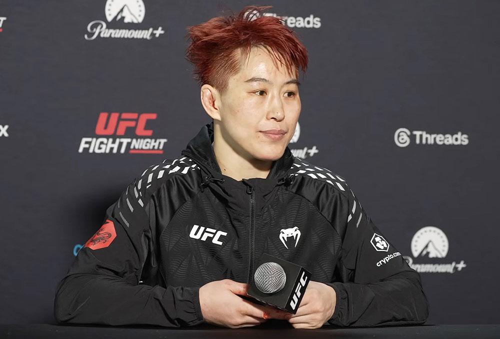 Wang Cong salue la dureté d'Eduarda Moura et admet s'être blessée à la main | UFC Fight Night 266