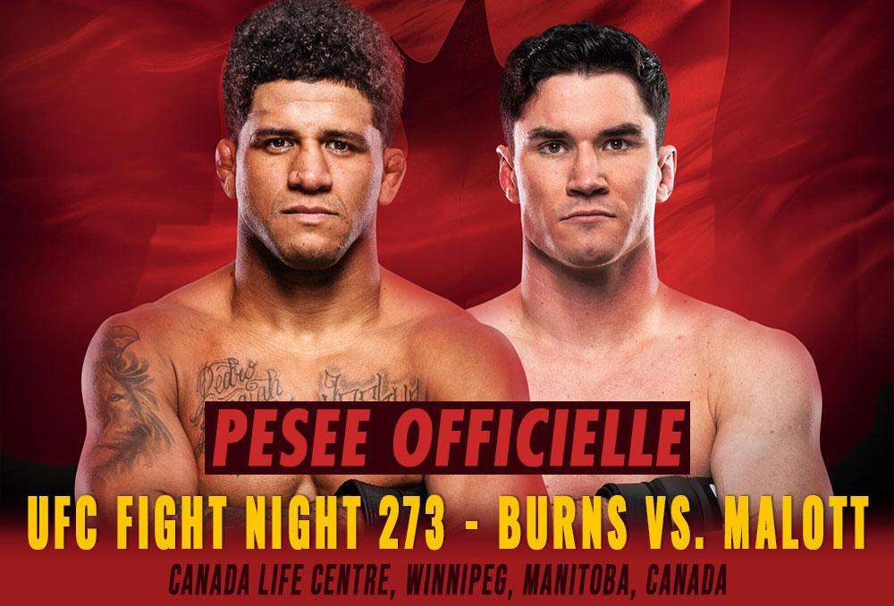 UFC Fight Night 273 - La pesée : résultats, vidéos, faceoffs | Winnipeg