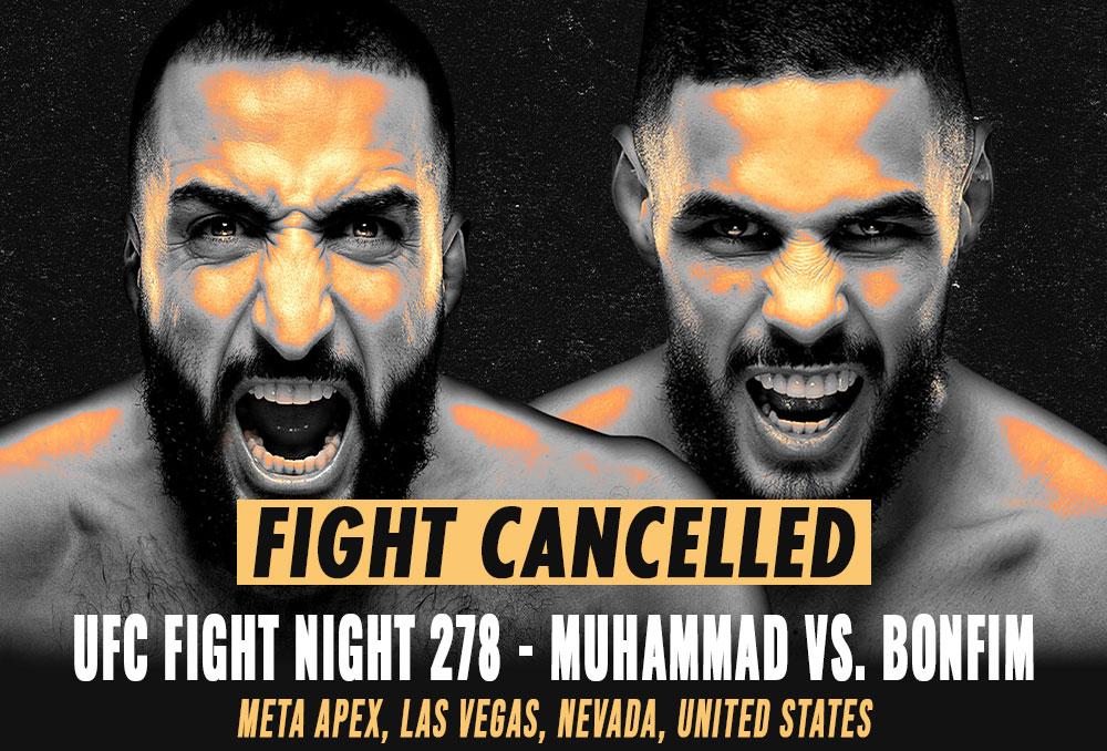 UFC Fight Night 278 - Combats annulés / reprogrammés | Las Vegas