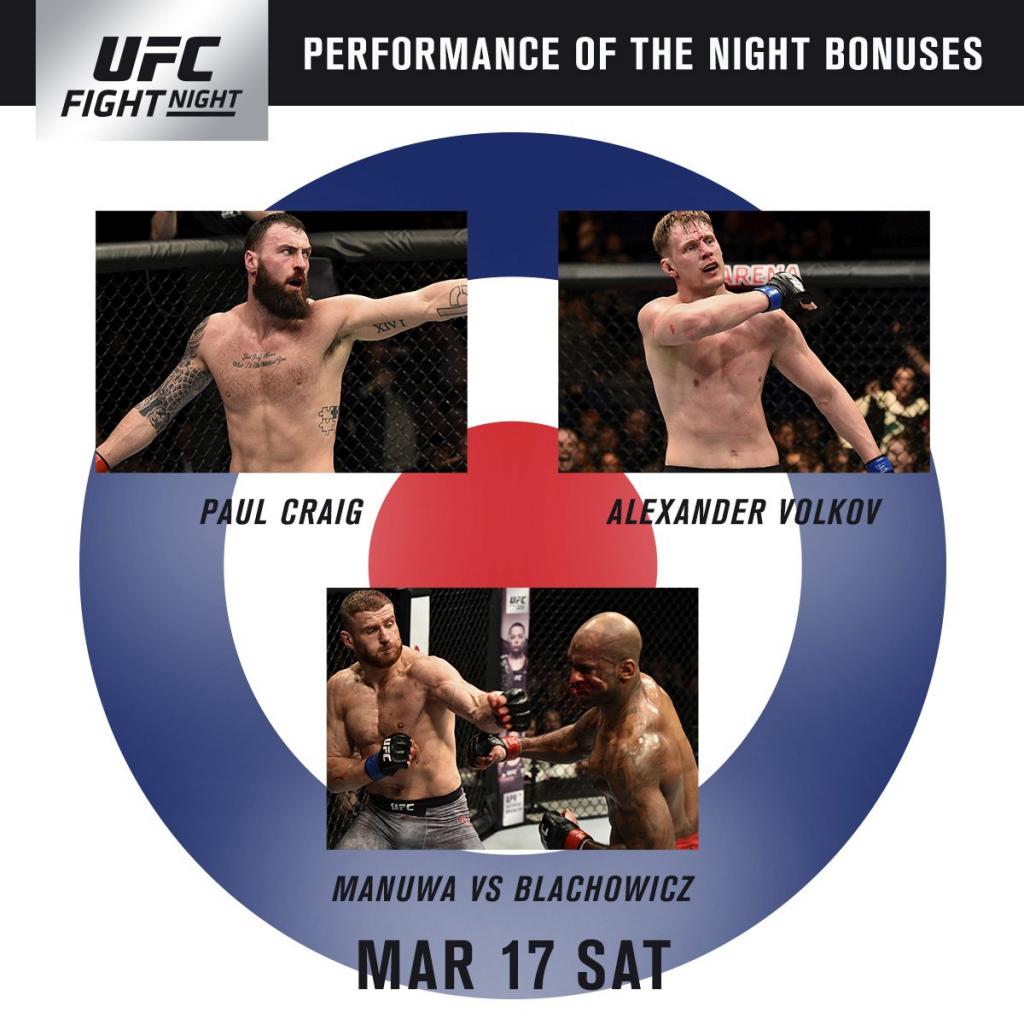 UFC Fight Night 127 - Interviews, bonus de combat