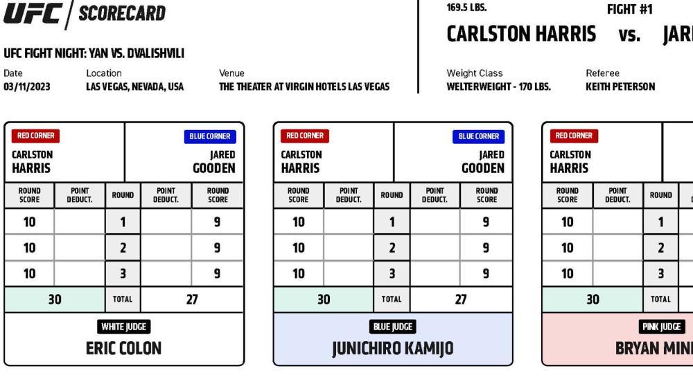 UFC on ESPN+ 79 - Scorecards