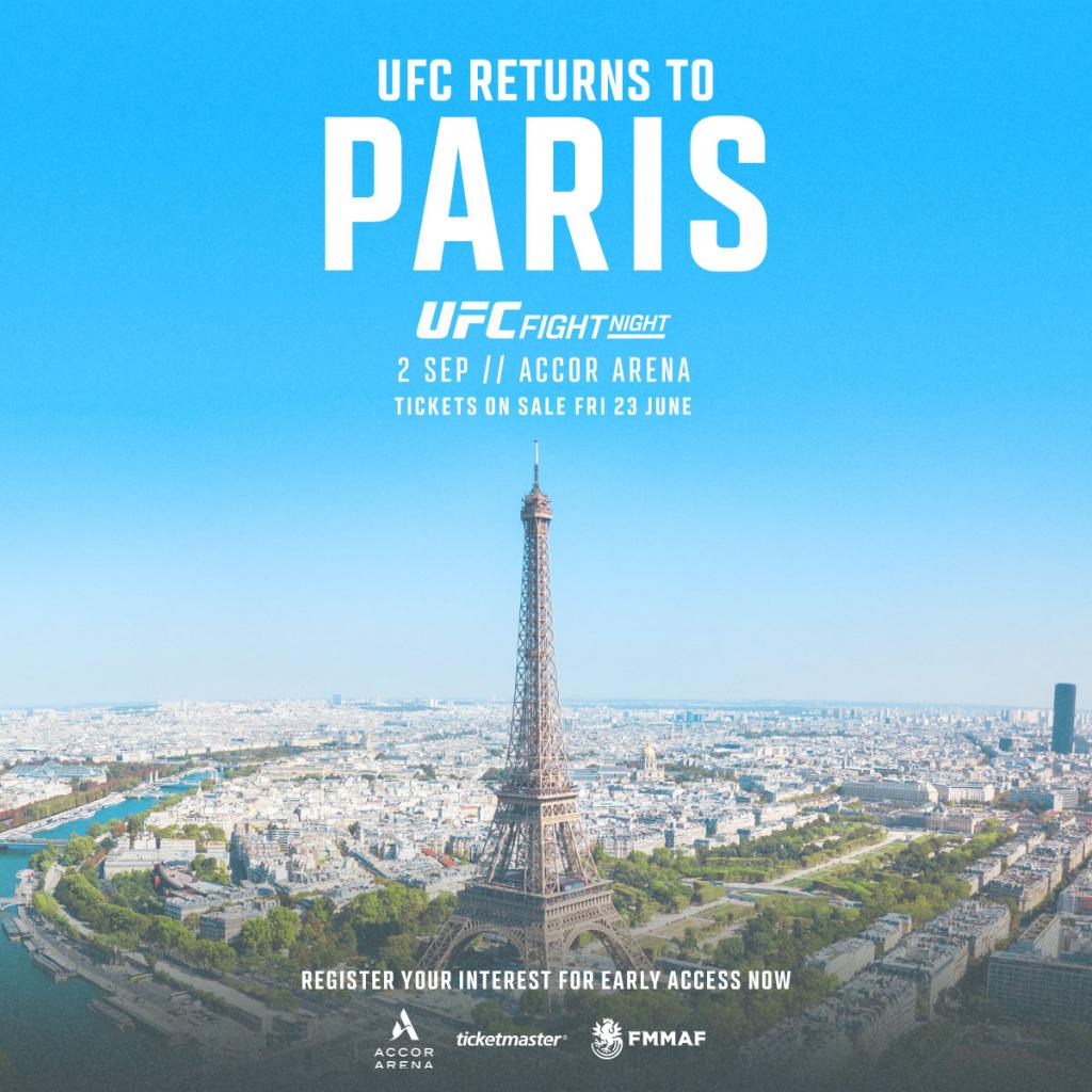 L’UFC de retour à Paris pour le 2 septembre !