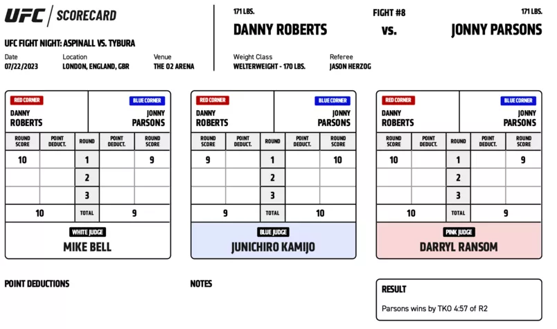 UFC on ESPN+ 82 - Danny Roberts vs Jonny Parsons