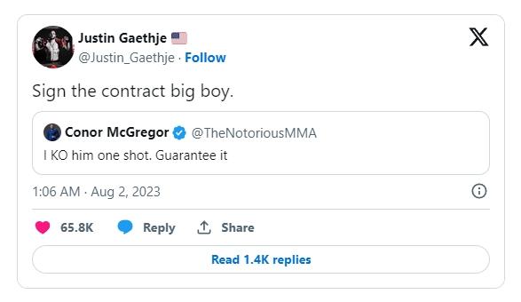 Justin Gaethje répond au pronostic de Conor McGregor