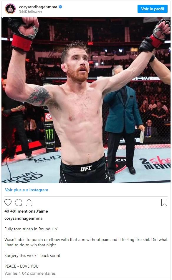 Cory Sandhagen s'en prend à Cejudo après sa victoire à l'UFC Nashville