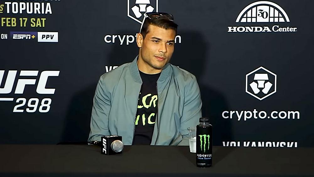 Paulo Costa ne voit “aucune autre issue” qu’un combat pour le titre en cas de victoire à l'UFC 298