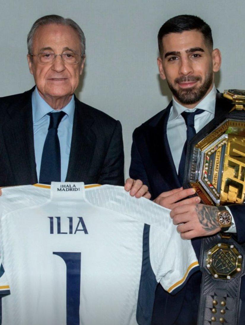 Ilia Topuria, champion de l'UFC, donne le coup d'envoi du match entre le Real Madrid et le FC Séville