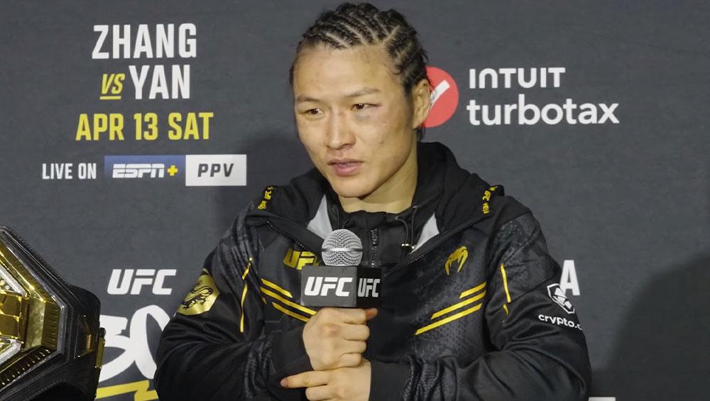 Zhang Weili raconte la fin du premier round contre Yan Xiaonan : “Je pensais vraiment qu'elle était inconsciente” | UFC 300