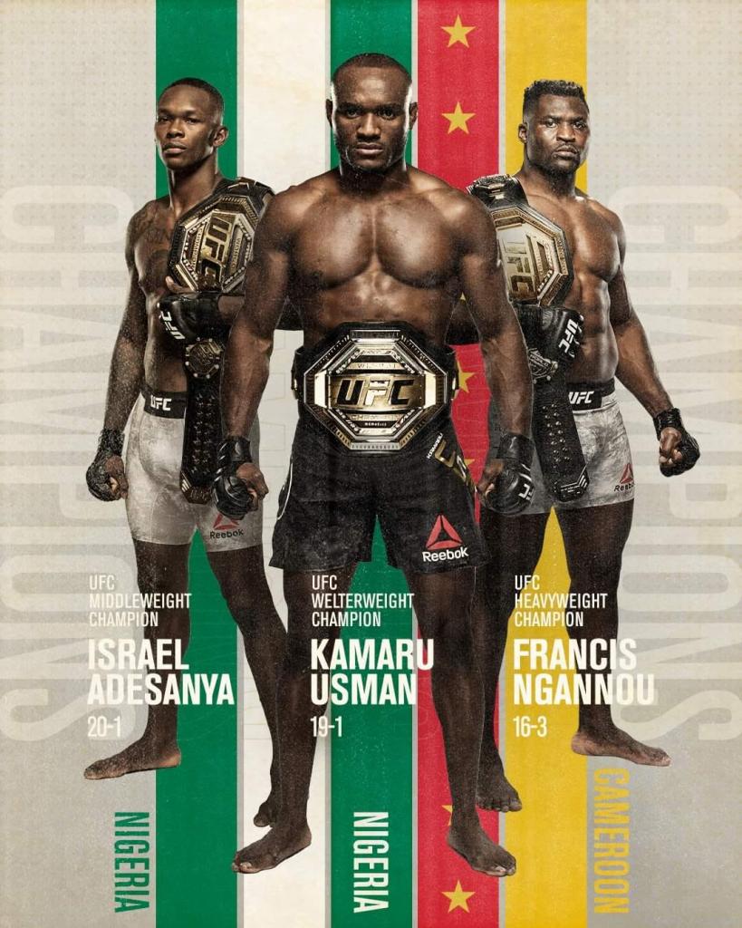Ngannou, Usman et Adesanya : trois champions UFC, issus du Cameroun et du Nigeria, qui changent l’image de l’Afrique