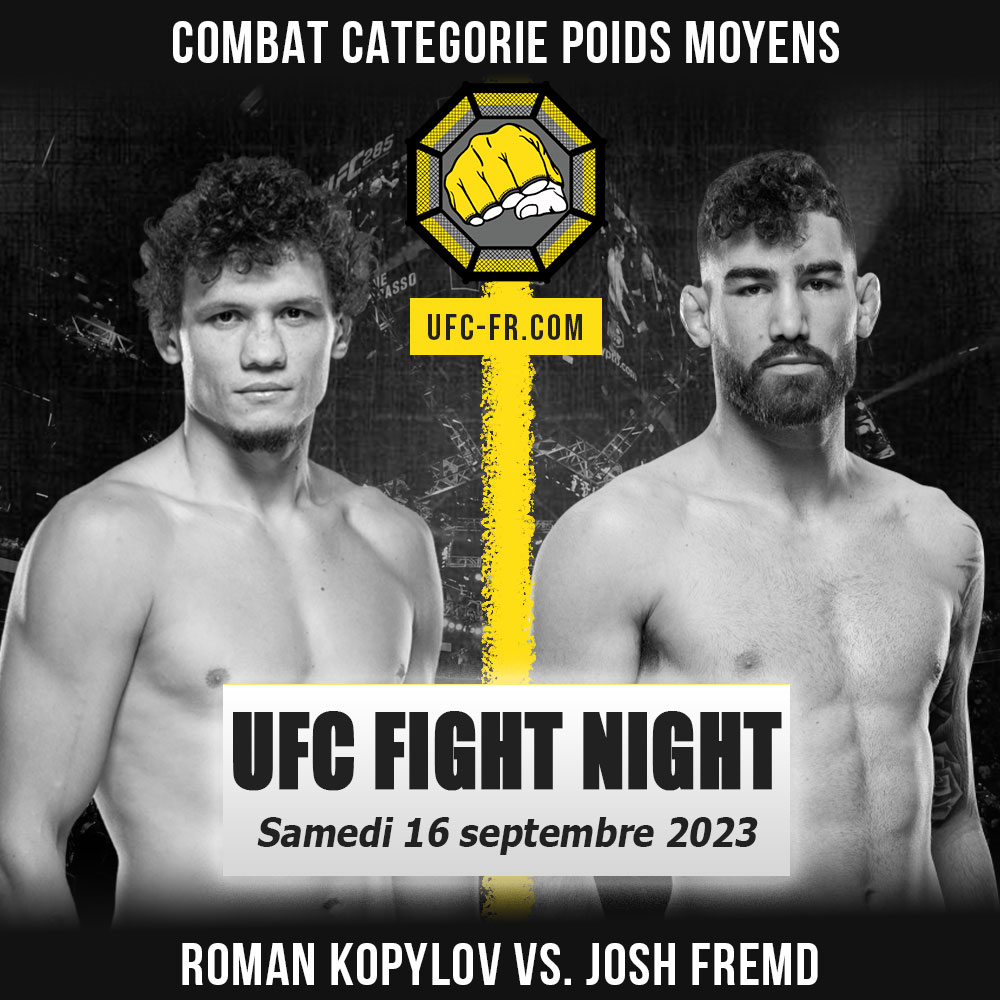 Combat Categorie - Poids Moyens : Roman Kopylov vs. Josh Fremd - UFC ON ESPN+ 85 - GRASSO VS. SHEVCHENKO 2