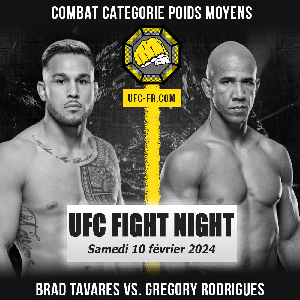 Combat Categorie - Poids Moyens : Brad Tavares vs. Gregory Rodrigues - UFC ON ESPN+ 94 - HERMANSSON VS. PYFER