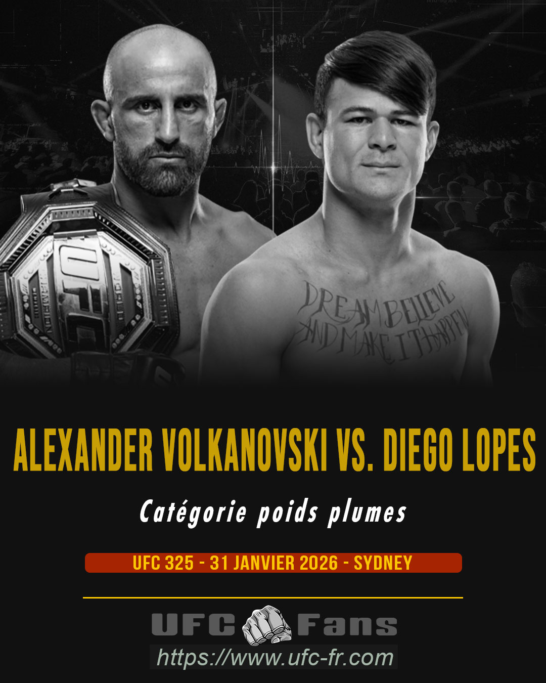 UFC 325 - Alexander Volkanovski vs Diego Lopes