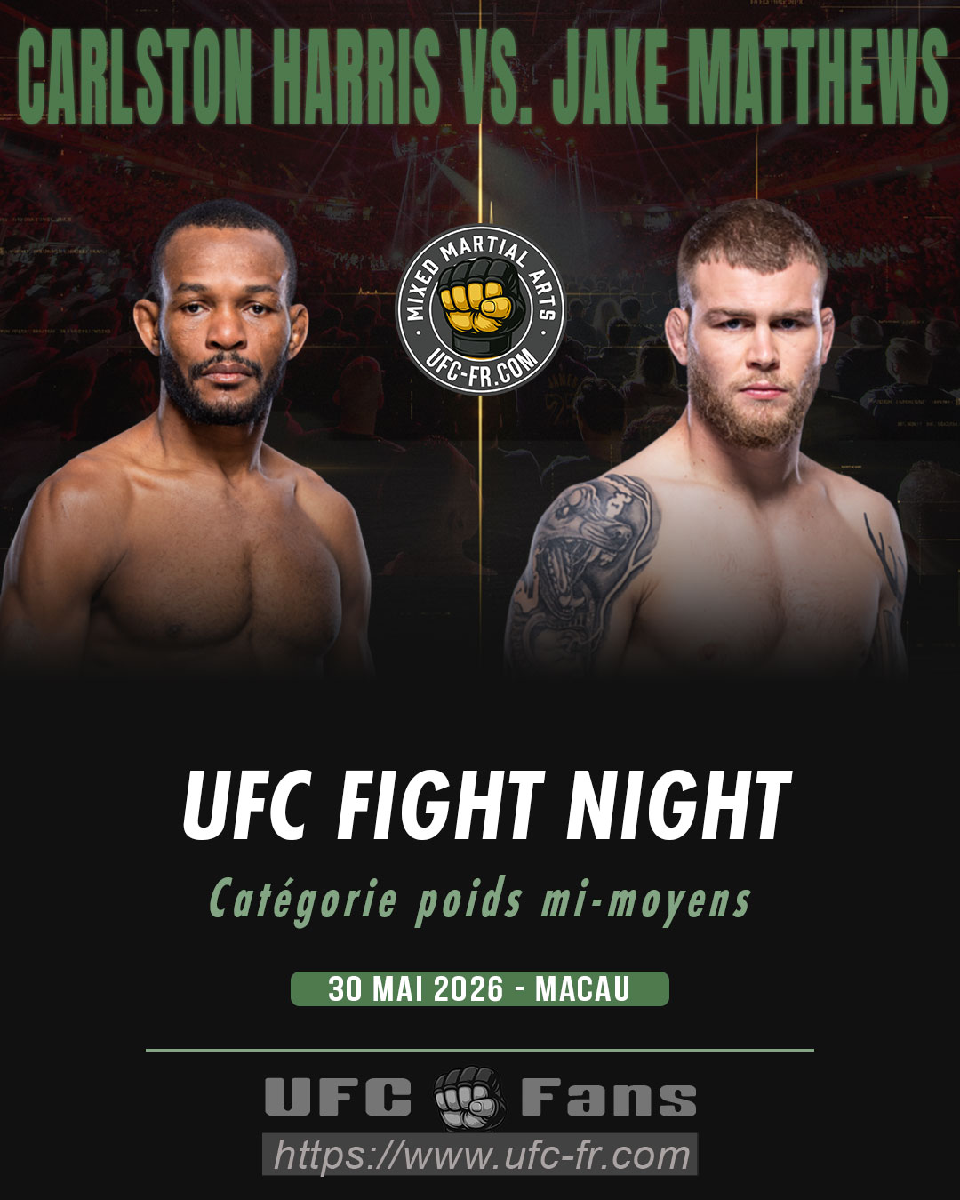 UFC FIGHT NIGHT 277 - Carlston Harris vs Jake Matthews