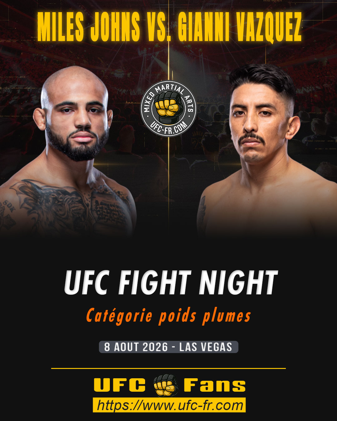 UFC FIGHT NIGHT 284 - Miles Johns vs Gianni Vazquez UFC FIGHT NIGHT 284 - Miles Johns vs Gianni Vazquez