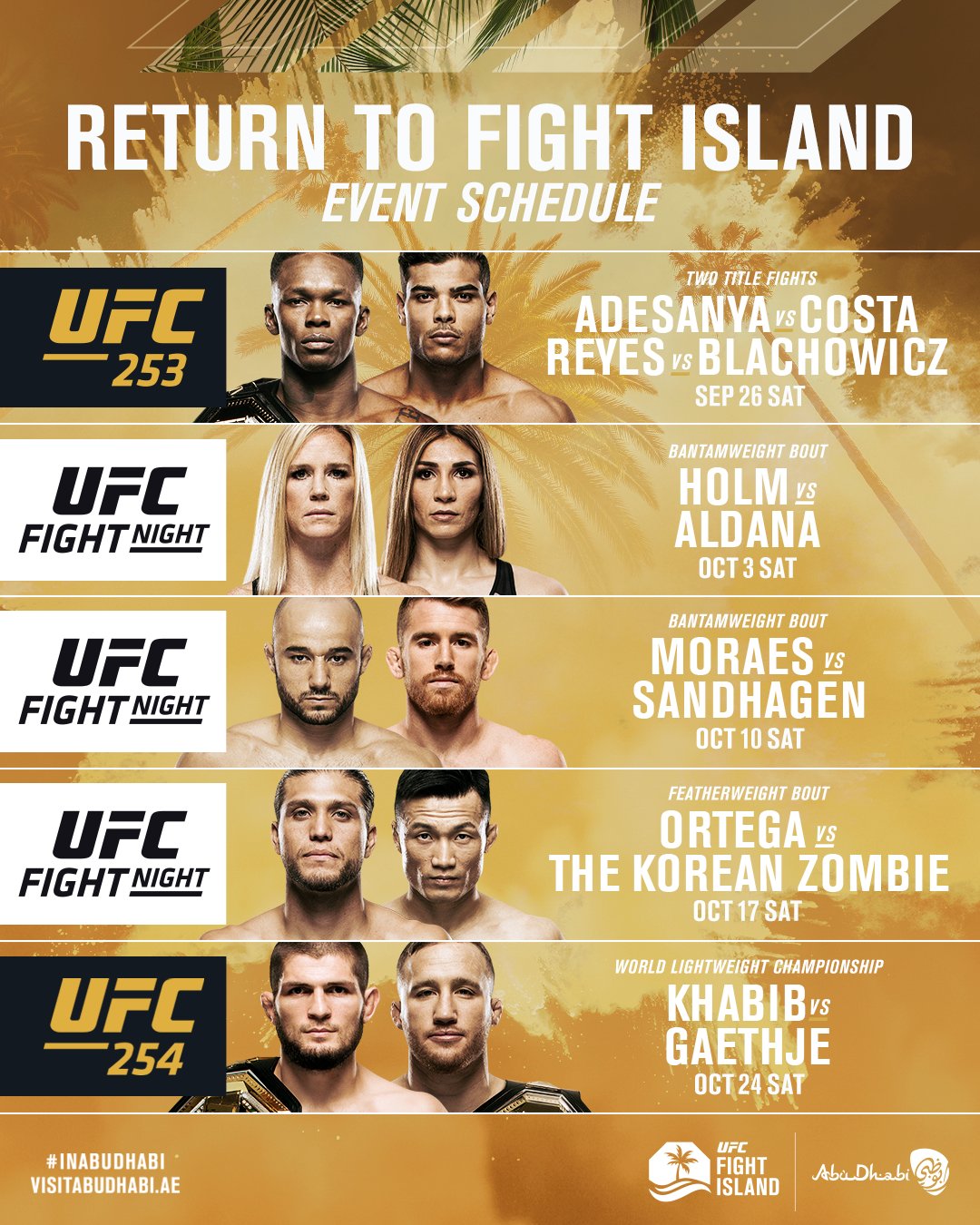 UFC Fight Island Abu Dhabi Le programme UFC Fans