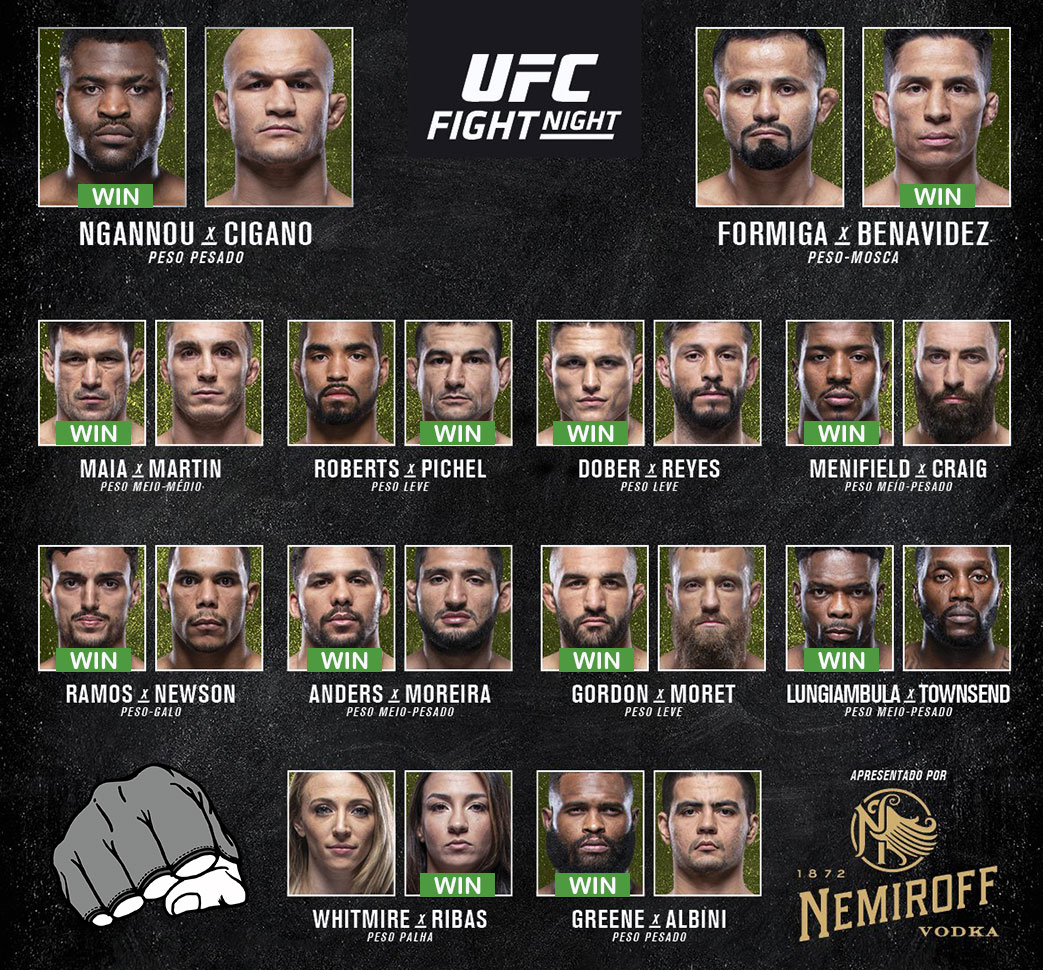 UFC Minneapolis - Carte des combats