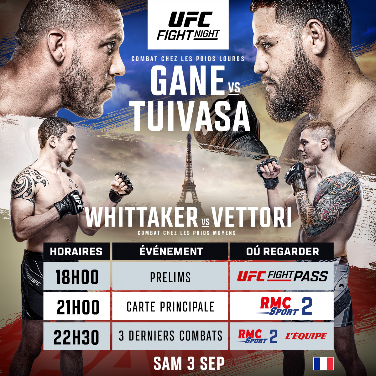 UFC on ESPN+ 67 - Paris - Diffusion TV