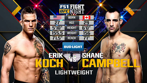 Erik Koch contre Shane Campbell