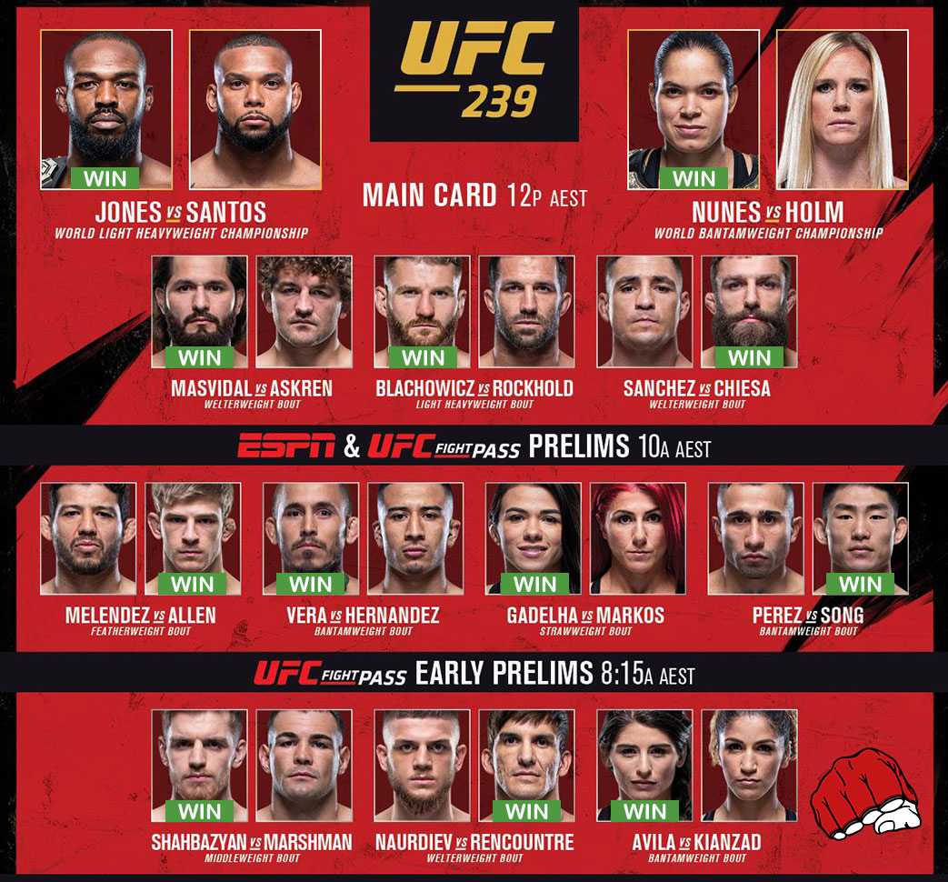 UFC 239 - Carte des combats