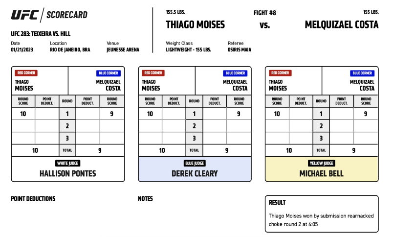 UFC 283 - Thiago Moises vs Melquizael Costa