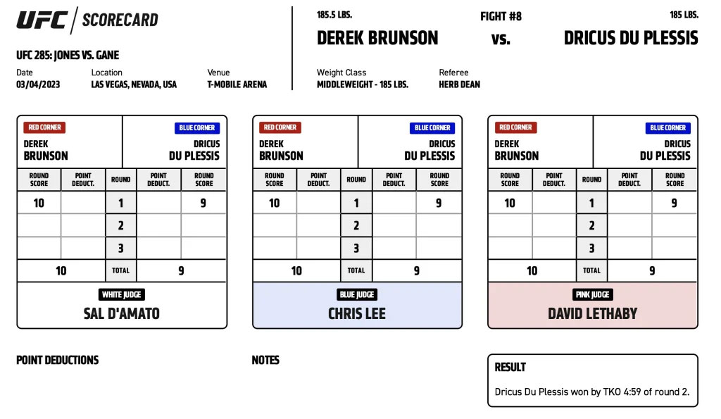 UFC 285 - Derek Brunson vs Dricus Du Plessis