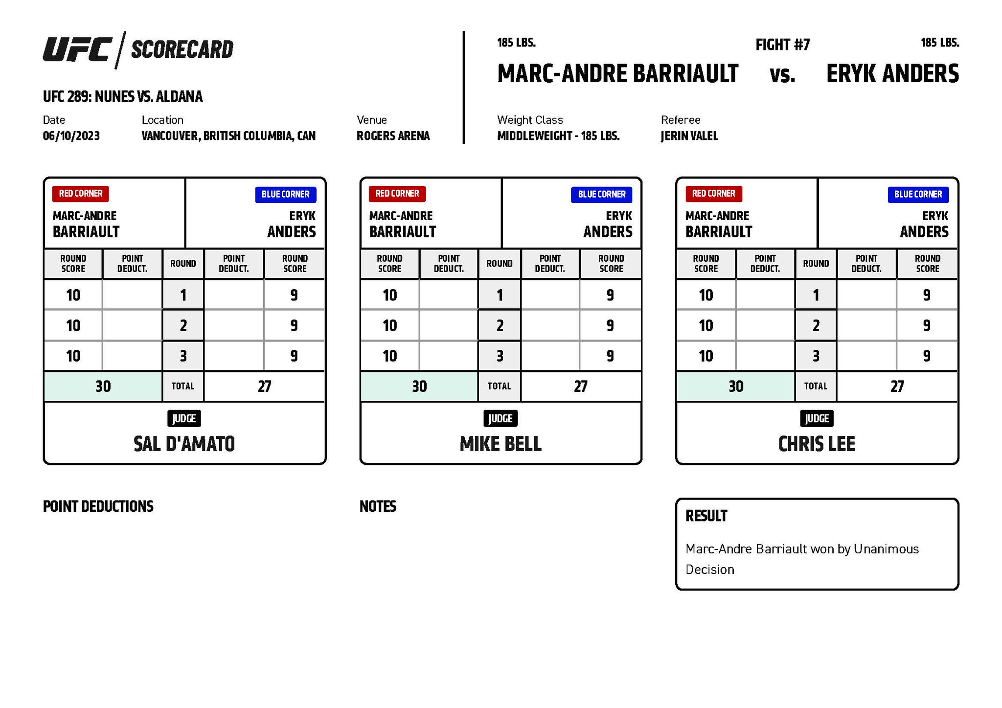 UFC 289 - Eryk Anders vs Marc-Andre Barriault