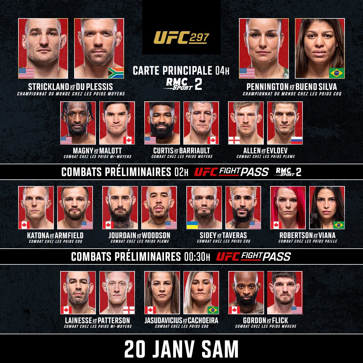 UFC 297 - Programme et diffusion TV et Live Stream | Toronto